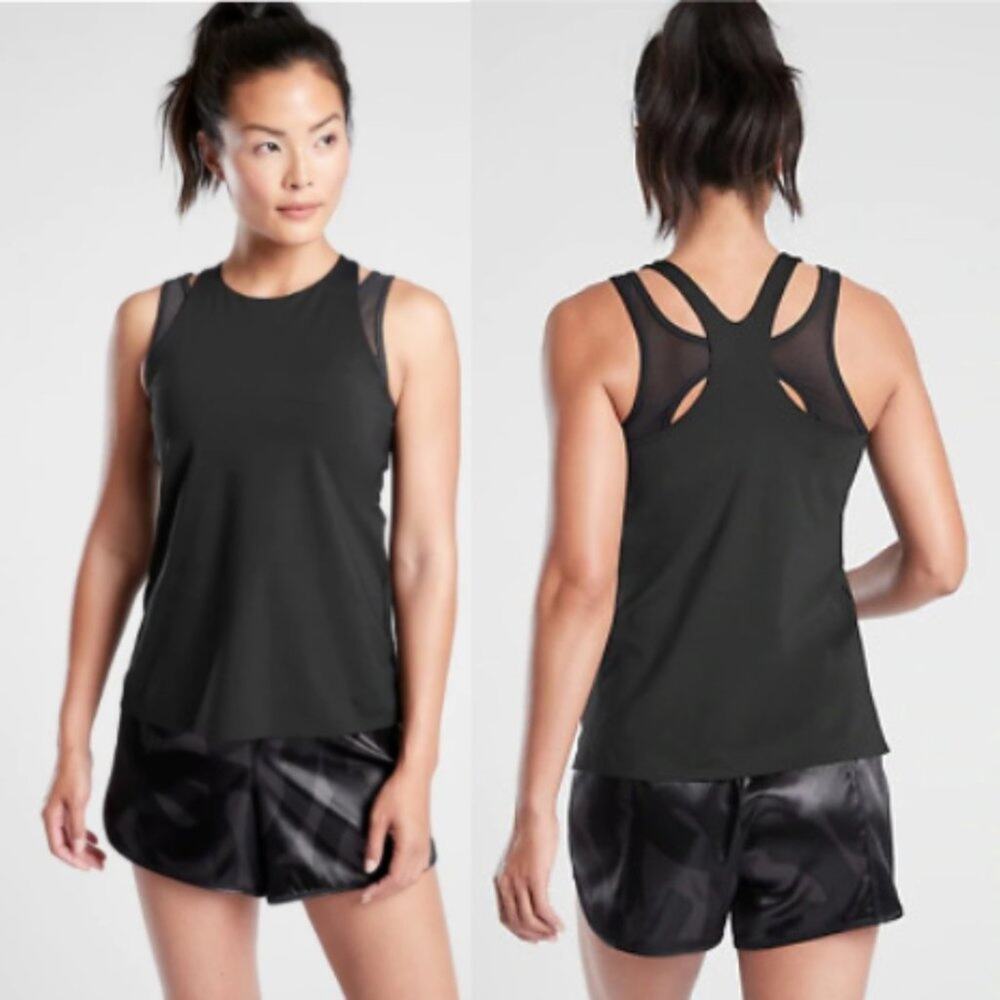 Athleta Tenacity Support Layered Tank Top in Black